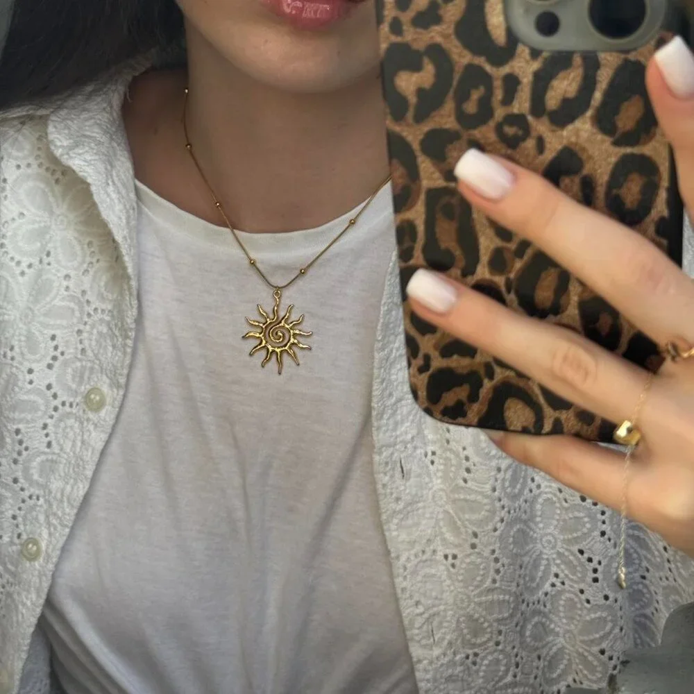 SKU0125 Retro Gold Star‎ Women Fashion Pedant Necklace Stainless steel+gift bag